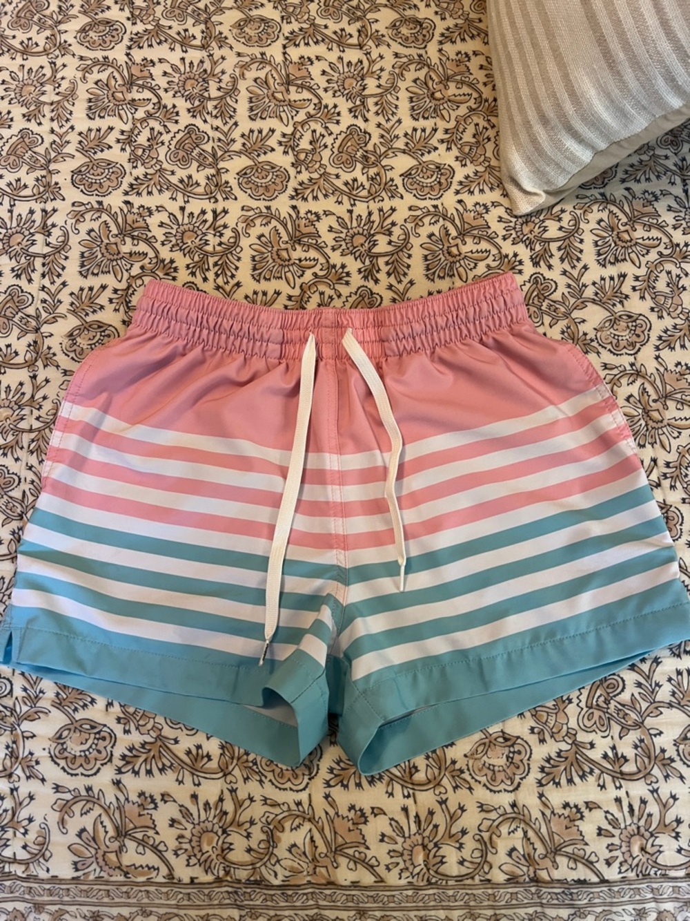 Chubbie’s Pink & Teal Striped men’s bathing suit size S 4inch